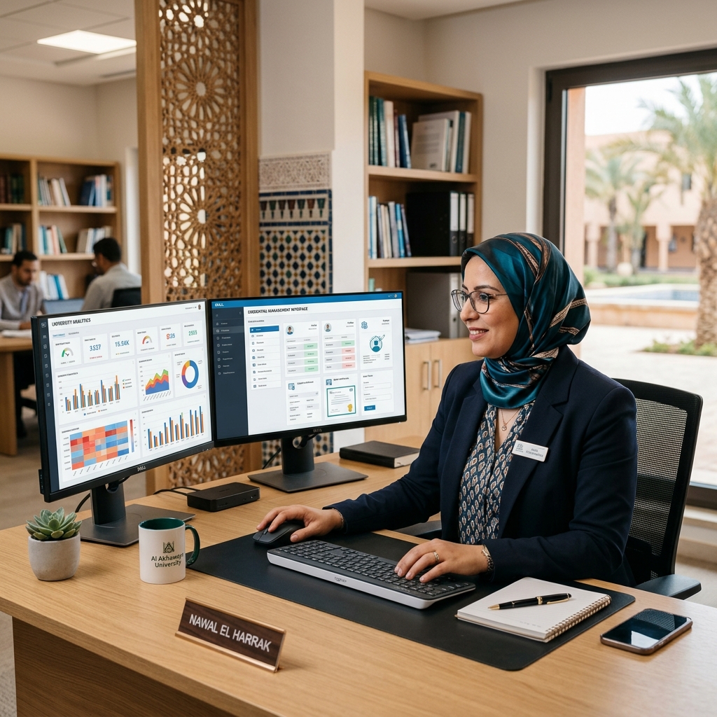 University administrator managing digital credentials