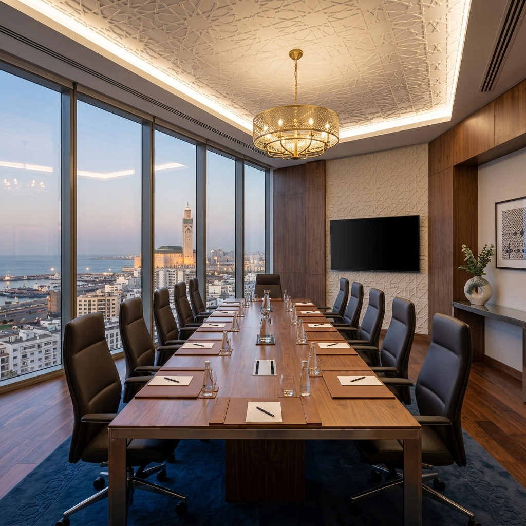Premium Casablanca boardroom overlooking Hassan II