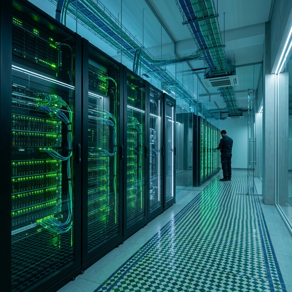 Secure data center infrastructure with Moroccan zellige patterns