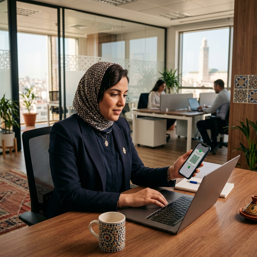 HR professional verifying credentials in Moroccan office